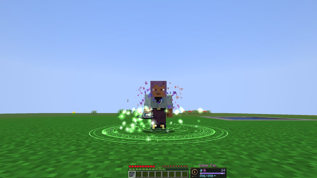 A player meditating with a Blank Rune while a green magic circle turns around them