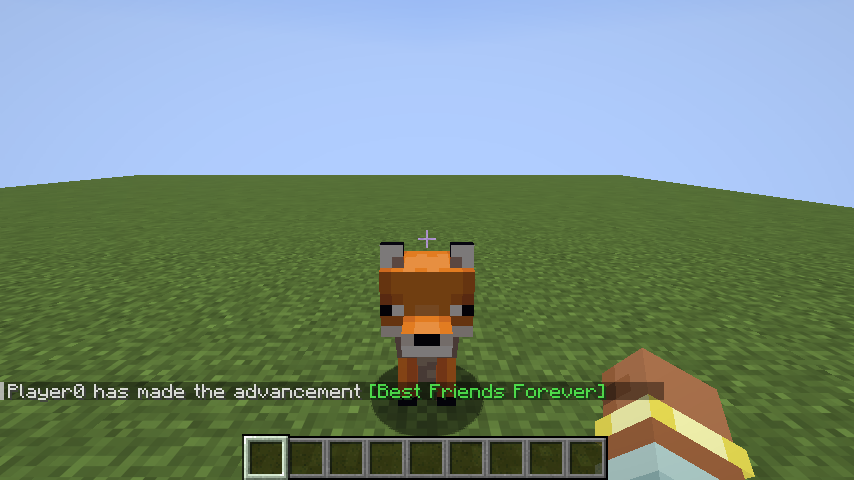 An ordinary fox sitting beside its player after fish taming