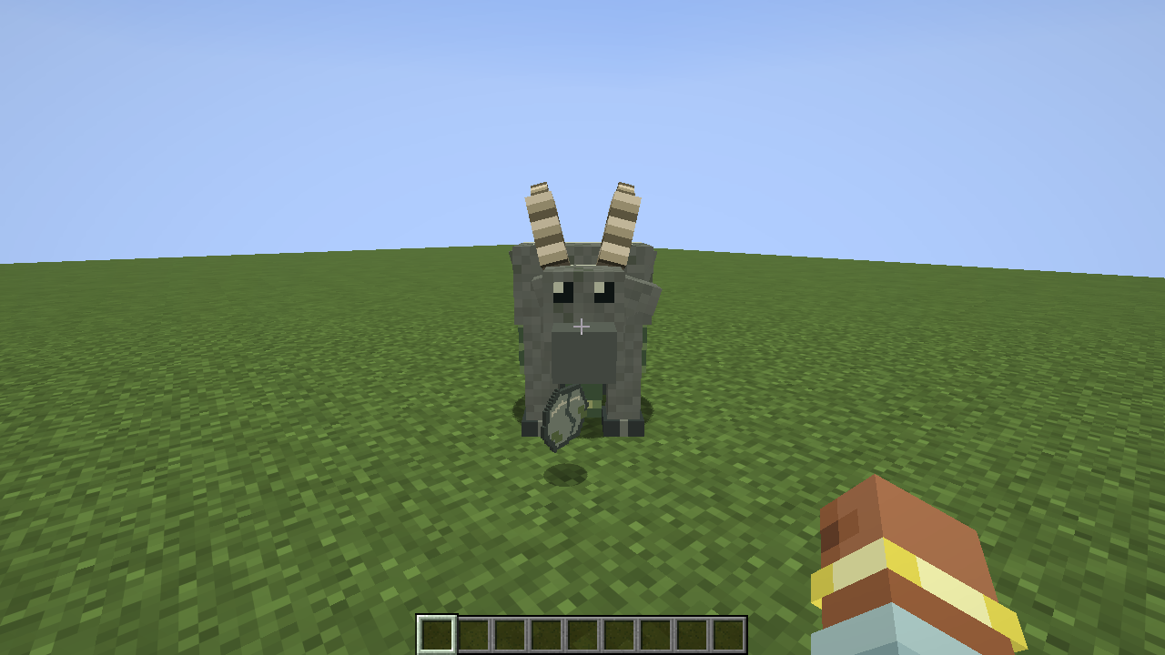Stonehorn's curved horns, rock shoulders and cloven feet in game
