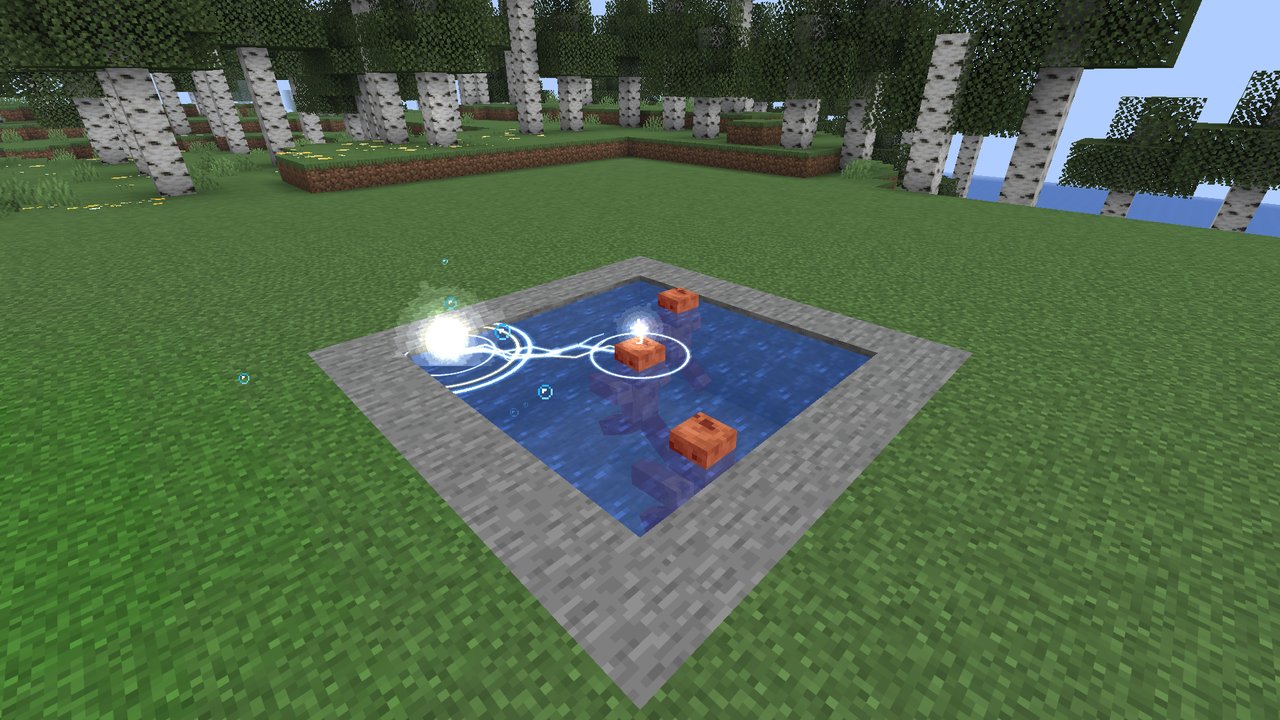 Lightning arcing through a pond to creatures in it