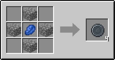 Crafting grid: top row empty · Cobblestone · empty; middle row Cobblestone · Lapis Lazuli · Cobblestone; bottom row empty · Cobblestone · empty