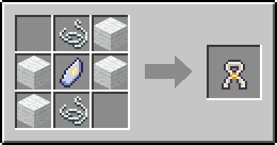 Four white wool, two string and an Aura Shard in a crafting grid, making a Breath Sash