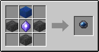 Crafting grid: top row empty · Block of Lapis Lazuli · empty; middle row Polished Deepslate · Mana Crystal · Polished Deepslate; bottom row empty · Polished Deepslate · empty