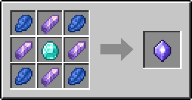Crafting grid: top row Lapis Lazuli · Amethyst Shard · Lapis Lazuli; middle row Amethyst Shard · Diamond · Amethyst Shard; bottom row Lapis Lazuli · Amethyst Shard · Lapis Lazuli