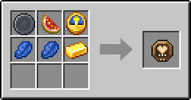Crafting Aftercare: a Blank Rune and Glistering Melon Slice and Clock, plus 2 Lapis Lazuli and a Gold Ingot