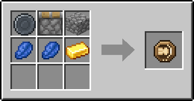 Crafting Aftershock: a Blank Rune and Piston and Cobblestone, plus 2 Lapis Lazuli and a Gold Ingot