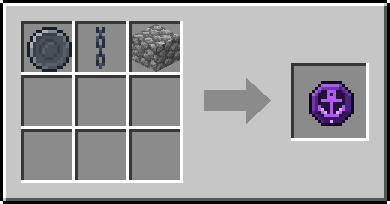 Crafting Anchor: a Blank Rune and Iron Chain and Cobblestone
