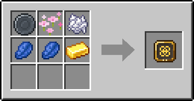Crafting Bloom Circle: a Blank Rune and Pink Petals and Bone Meal, plus 2 Lapis Lazuli and a Gold Ingot