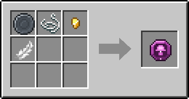 Crafting Bobber Bell: a Blank Rune and String, Gold Nugget and Feather