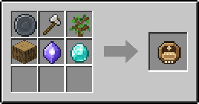 Crafting Coppice: a Blank Rune and Iron Axe, Oak Sapling and Oak Log, plus a Mana Crystal and a Diamond