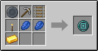 Crafting Corridor: a Blank Rune and Iron Pickaxe, Rail and Torch