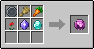 Crafting Courtship: a Blank Rune and Wheat Crops, Carrot and Poppy, plus a Mana Crystal and a Diamond