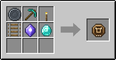 Crafting Deepway: a Blank Rune and Diamond Pickaxe, Torch and Rail, plus a Mana Crystal and a Diamond