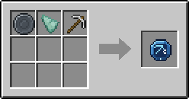 Crafting Diver's Hands: a Blank Rune and Prismarine Shard and Iron Pickaxe