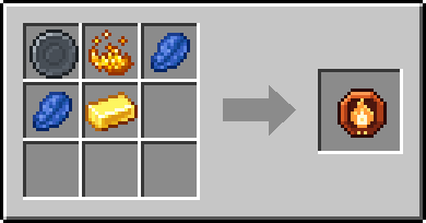 Crafting Fire: a Blank Rune and Blaze Powder, plus 2 Lapis Lazuli and a Gold Ingot