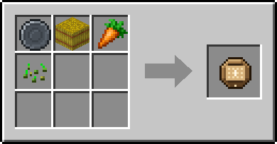 Crafting Fodder: a Blank Rune and Hay Bale, Carrot and Wheat Seeds
