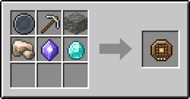 Crafting Gangue: a Blank Rune and Iron Pickaxe, Tuff and Raw Iron, plus a Mana Crystal and a Diamond