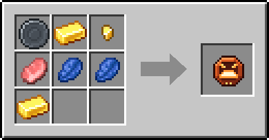 Crafting Gold Parley: a Blank Rune and Gold Ingot, Gold Nugget and Raw Porkchop, plus 2 Lapis Lazuli and a Gold Ingot