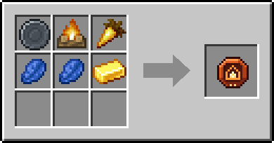 Crafting Hearthglow: a Blank Rune and Campfire and Golden Carrot, plus 2 Lapis Lazuli and a Gold Ingot
