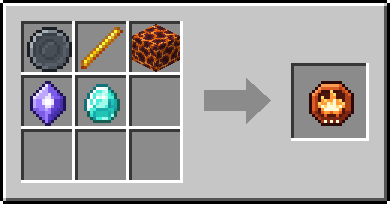 Crafting Inferno: a Blank Rune and Blaze Rod and Magma Block, plus a Mana Crystal and a Diamond