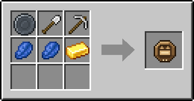 Crafting Levelground: a Blank Rune and Iron Shovel and Iron Pickaxe, plus 2 Lapis Lazuli and a Gold Ingot