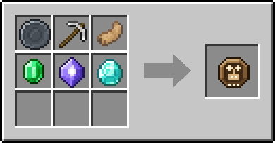 Crafting Luckstrike: a Blank Rune and Iron Pickaxe, Rabbit's Foot and Emerald, plus a Mana Crystal and a Diamond