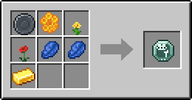 Crafting Pollinate: a Blank Rune and Honeycomb, Dandelion and Poppy, plus 2 Lapis Lazuli and a Gold Ingot