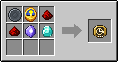 Crafting Prolong: a Blank Rune and Clock and 2x Redstone Dust