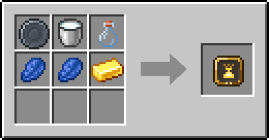 Crafting Purifying: a Blank Rune and Milk Bucket and Glass Bottle, plus 2 Lapis Lazuli and a Gold Ingot