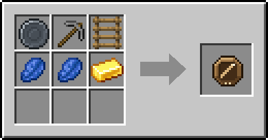Crafting Riser: a Blank Rune and Stone Pickaxe and Ladder, plus 2 Lapis Lazuli and a Gold Ingot