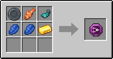 Crafting School Sight: a Blank Rune and Tropical Fish and Glow Ink Sac, plus 2 Lapis Lazuli and a Gold Ingot