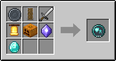 Crafting Sentinel: a Blank Rune and Shield, Iron Sword, Bell and Carved Pumpkin
