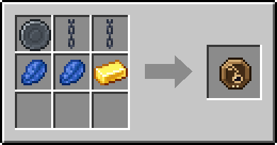 Crafting Shackle: a Blank Rune and 2x Iron Chain, plus 2 Lapis Lazuli and a Gold Ingot