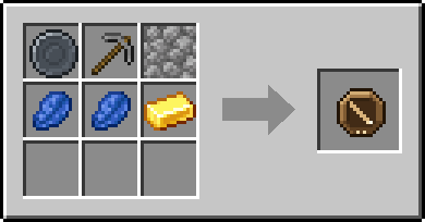 Crafting Stair Delve: a Blank Rune and Stone Pickaxe and Cobblestone Stairs, plus 2 Lapis Lazuli and a Gold Ingot