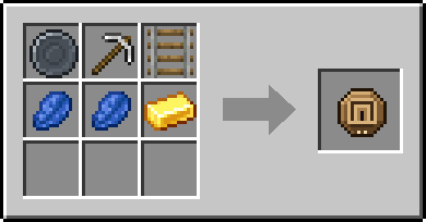 Crafting Tunnel: a Blank Rune and Iron Pickaxe and Rail, plus 2 Lapis Lazuli and a Gold Ingot