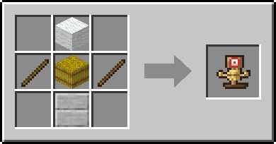 Crafting grid: top row empty · White Wool · empty; middle row Stick · Hay Bale · Stick; bottom row empty · Smooth Stone Slab · empty